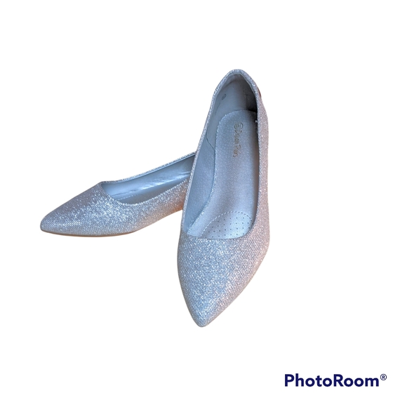 Dream Pairs Shoes Dream Pairs Womens Low Wedge Silver Glitter Shoes
